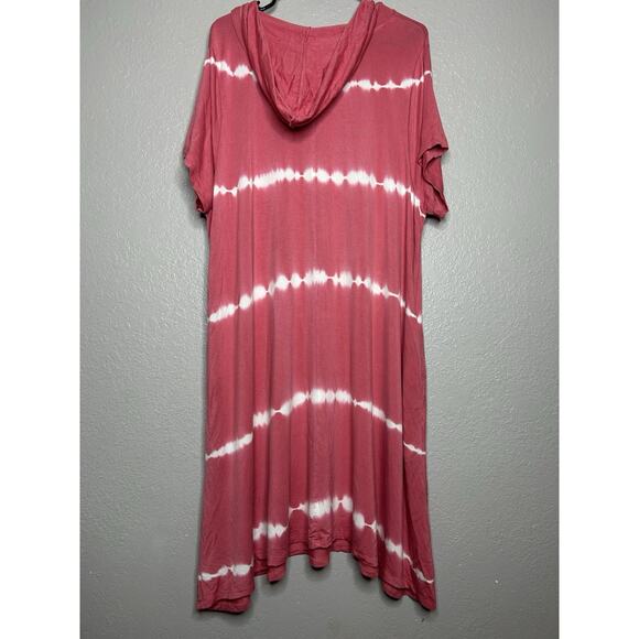 Lane Bryant Livi Hooded Midi Dress Coral White NWT Stretch Comfy Size 22/24 - Picture 2 of 9